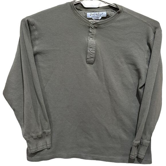Gable Grant Mens Henley Shirt XXL Green Long Sleeve 100% Cotton Rustic STAIN - Picture 1 of 9